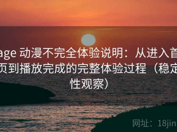 age 动漫不完全体验说明：从进入首页到播放完成的完整体验过程（稳定性观察）