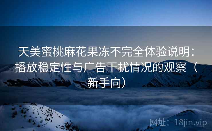 天美蜜桃麻花果冻不完全体验说明：播放稳定性与广告干扰情况的观察（新手向）