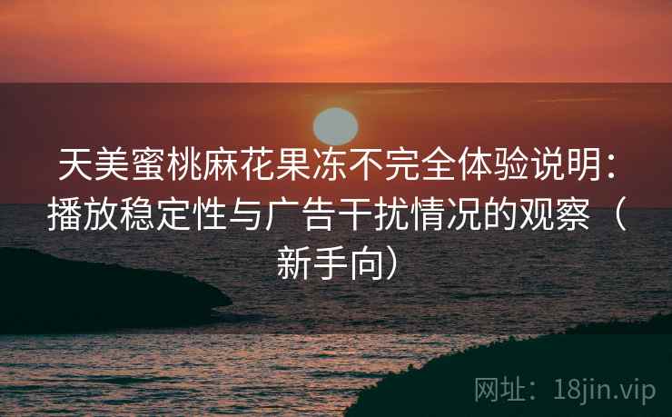 天美蜜桃麻花果冻不完全体验说明：播放稳定性与广告干扰情况的观察（新手向）