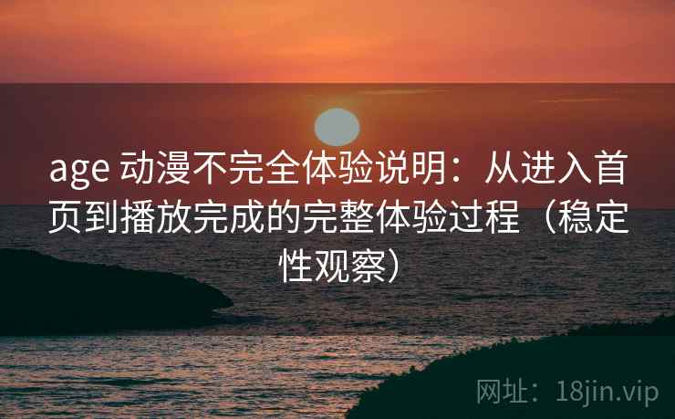 age 动漫不完全体验说明：从进入首页到播放完成的完整体验过程（稳定性观察）